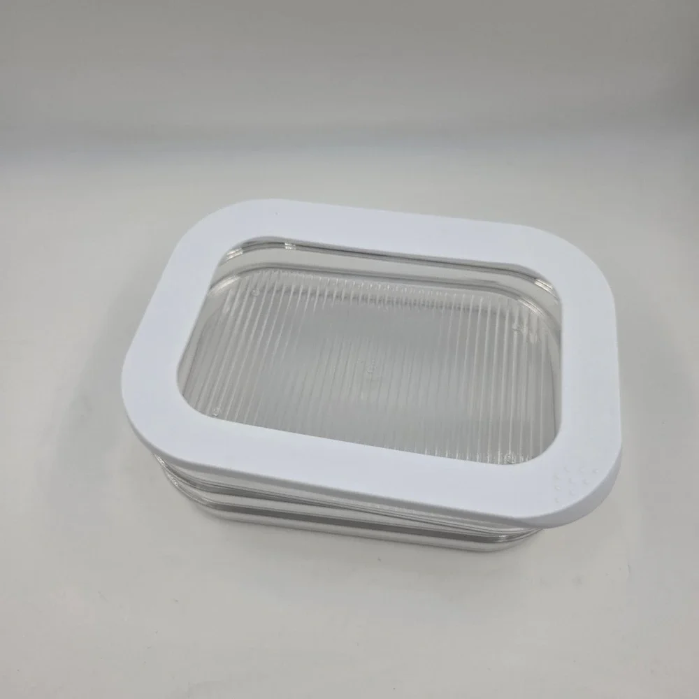 Clear Plastic 3 Tier Stackable Food Storage Container Set White Lid 9x6 Inch L4
